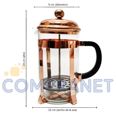 Cafetera/Tetera con embolo, Prensa francesa, de vidrio y acero, 1lt, 12574 - Compranet