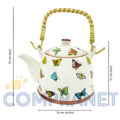Tetera Porcelana China, 650c.c., con infusor, Diseño mariposas, 11836 - comprar online
