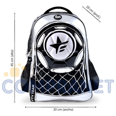 Mochila Futbol Botin Con Luz Espalda 18 Footy F3243 Color Azul