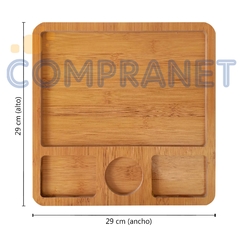 Tabla de Madera, 4 Compartimentos, Mediana, Picada Copetín 12405 - tienda online