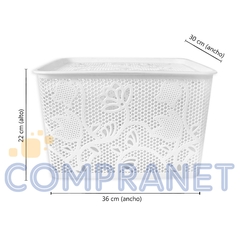 Caja organizadora Grande, Plástico calado, con tapa, 11910 - Compranet