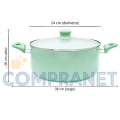 Set de Batería Cocina 6 piezas + 2 utensilios, Carol, de cerámica antiadherente, Verde, 11499 - tienda online