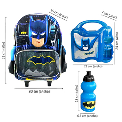 COMBO Mochila C/Carrito 18 pulgadas + Lunchera C/Botella Batman 90114 en internet