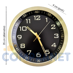 Reloj de pared Analógico de aluminio, Grande 35 cm diámetro, 13100 12425