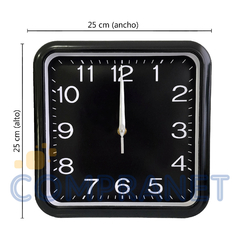 Reloj de pared, analógico, Cuadrado, 25x25 cm 12914 - Compranet