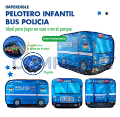 Pelotero Infantil Bus Policía, incluye 50 pelotas, 11010.