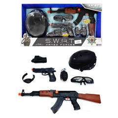 Juguete Set Policía con casco, arma y accesorios con sonido, 12396