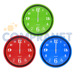 Reloj de pared Analógico de PVC, 28 cm diámetro, 3 colores 12709 - comprar online