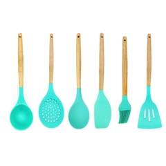 Set x 6 utensilios de Silicona, con mango de madera, repostería Cocina 90022