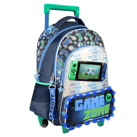 Mochila Futbol – Pelota 3D, 18 pulgadas, con Luz Led, c/Carrito, original  Footy, 12211