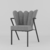 cadeira-luxo-design-pétala-aço-preta-veludo-cinza