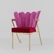 cadeira-luxo-design-pétala-aço-dourada-rosa