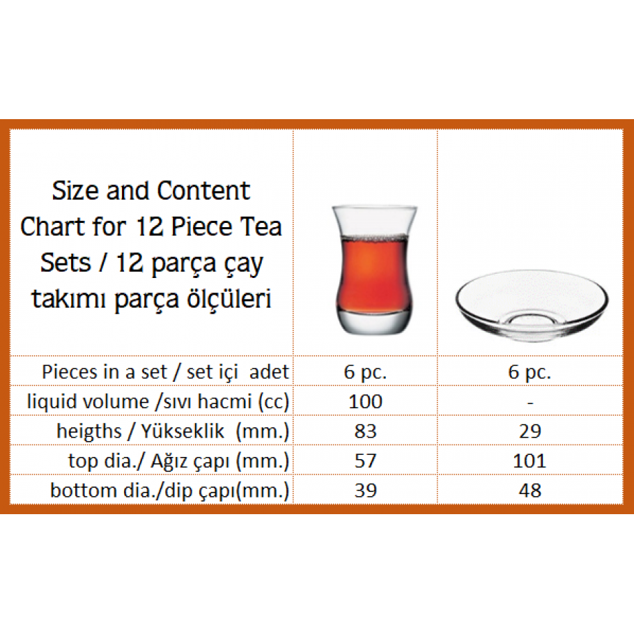 Xicaras de Cha Turca / Harman Ouro - 12 Peças - 7547