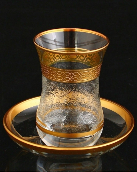 Xicaras De Chá Turca 12 Peças Nida Gold– Luxury Glass Set