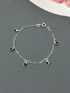 pulseira corações verde esmeralda - comprar online