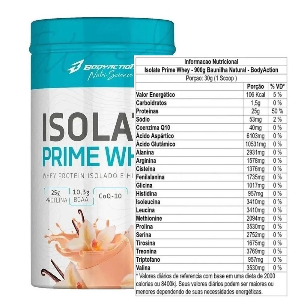 Isolate Prime Whey Protein Isolado e Hidrolisado Sem Lactose 900g Body  Action