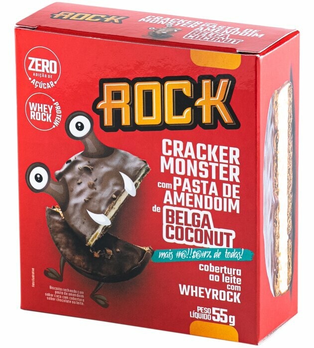 Alfajor Fit c/whey CRACKER MONSTER Rock Peanut 55g