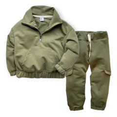 Buzo Rustico Verde Oversize Canguro C/Cierre - comprar online