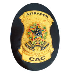 Bolachão distintivo em couro com brasão - Atirador CAC