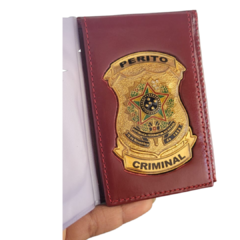 Carteira em couro com 2 brasões (interno e externo) - Perito criminal - comprar online