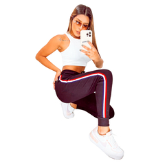 Calça ribana com best sale listra
