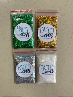 Kit Com 15 Cores De Glitter Holográfico Flocado (150 Gramas) - Pacco Arts