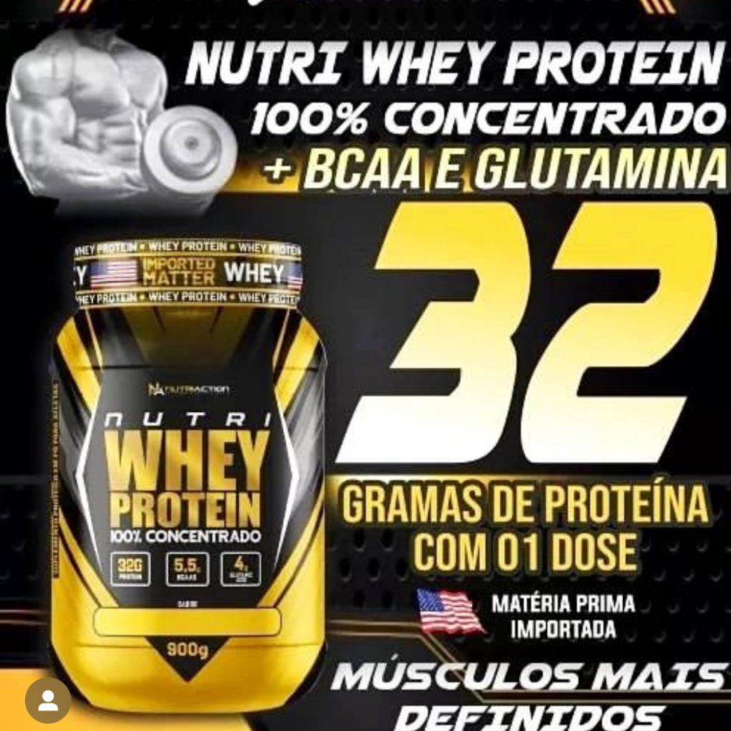 Whey Protein 100% Concentrado com BCAA e Glutamina - 900g