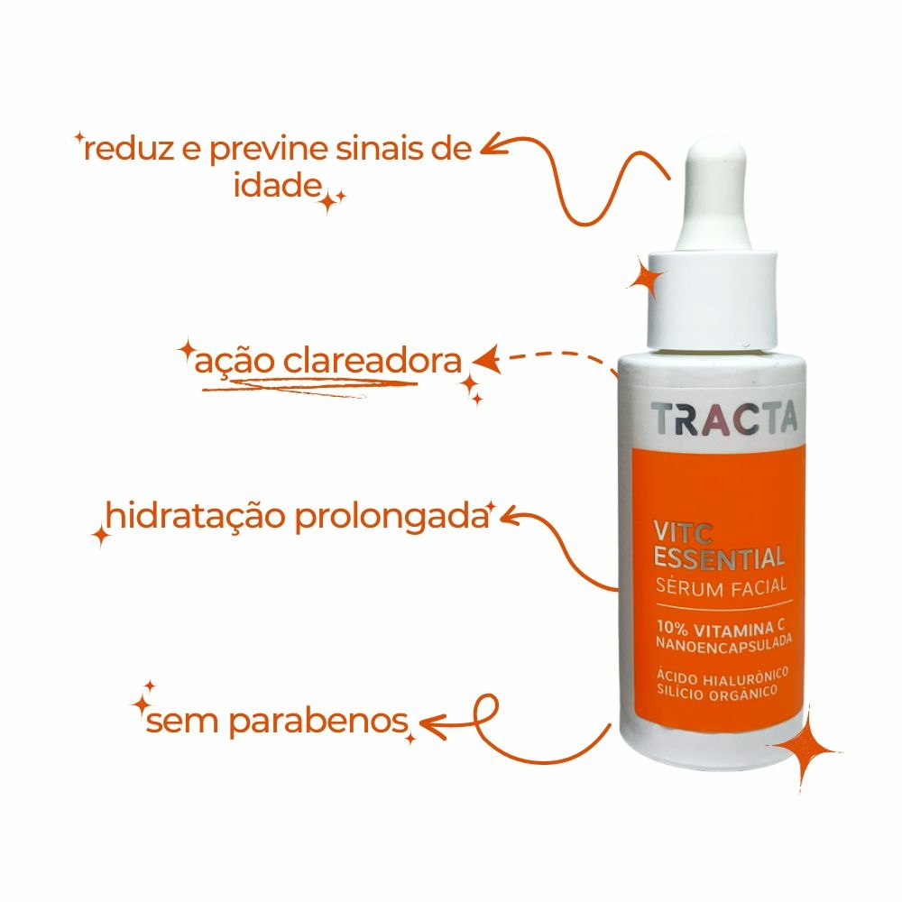 Sérum Vitamina C10 Essential Tracta Facial 30ml C/ Ácido Hialurônico Skin  Care