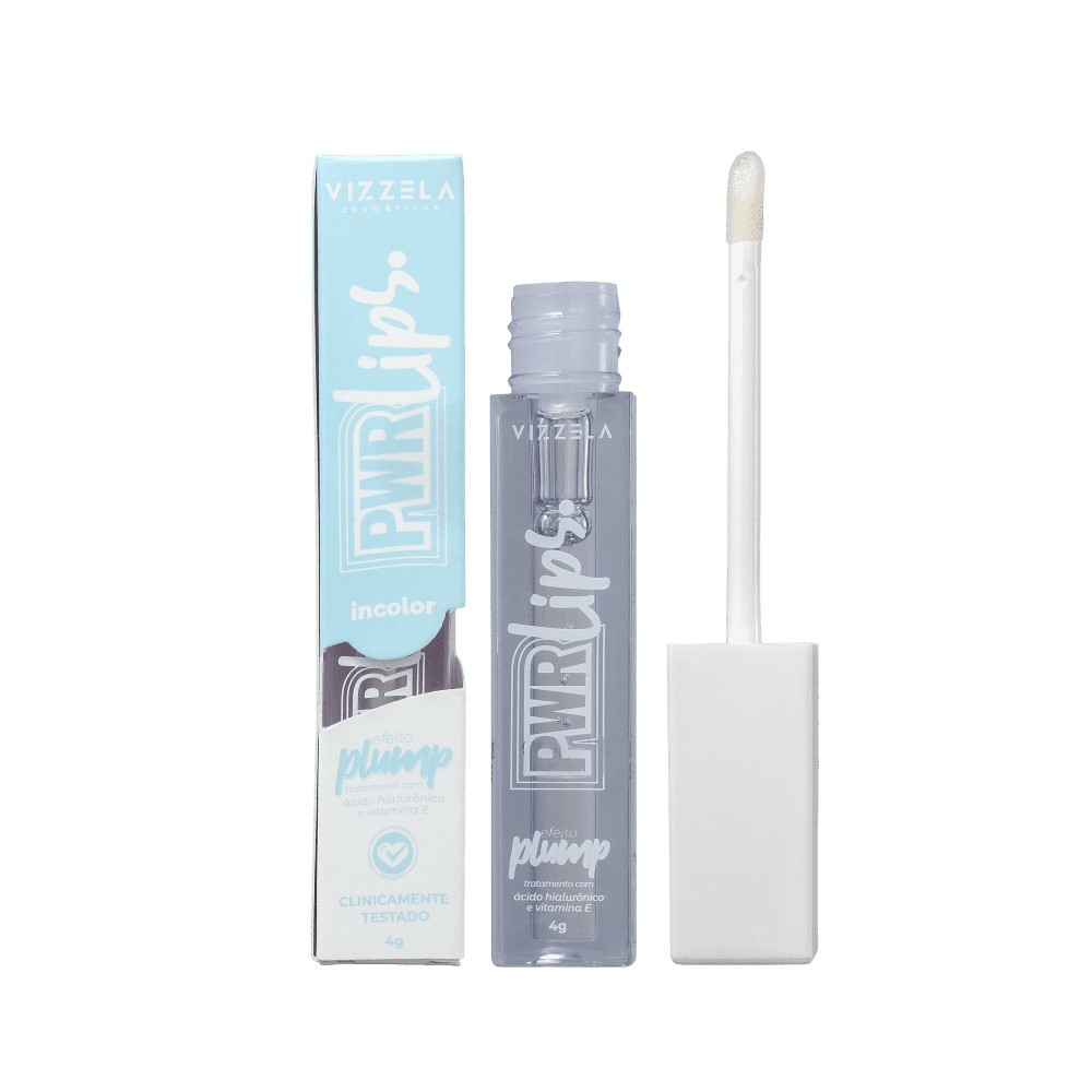 Power Lips Vizzela Incolor Gloss Labial Efeito Plump Hidratante 4g Vegano  C/ Ácido Hialurônico