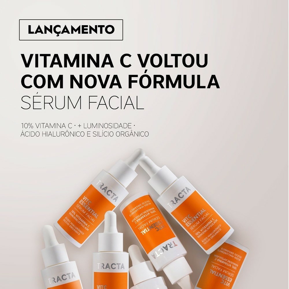 Sérum Vitamina C10 Essential Tracta Facial 30ml C/ Ácido Hialurônico Skin  Care