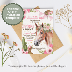 Invitación editable caballos, edita con CORJL - comprar en línea