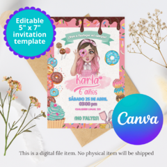 Invitación editable mis pastelitos, edita con CANVA - comprar en línea