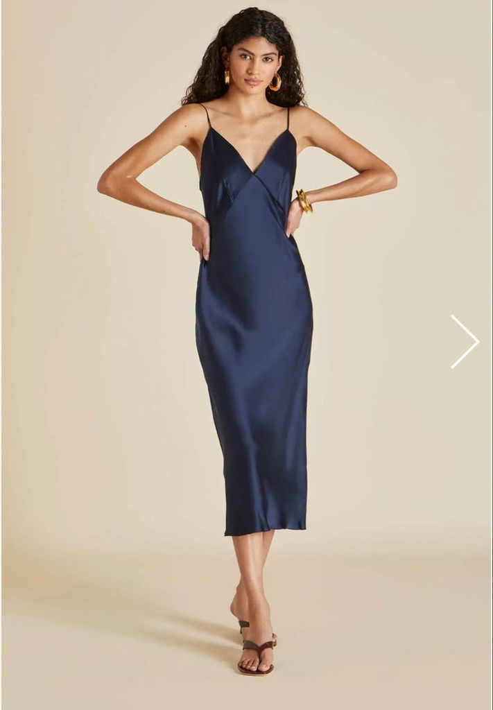 Vestido de sale seda azul marinho