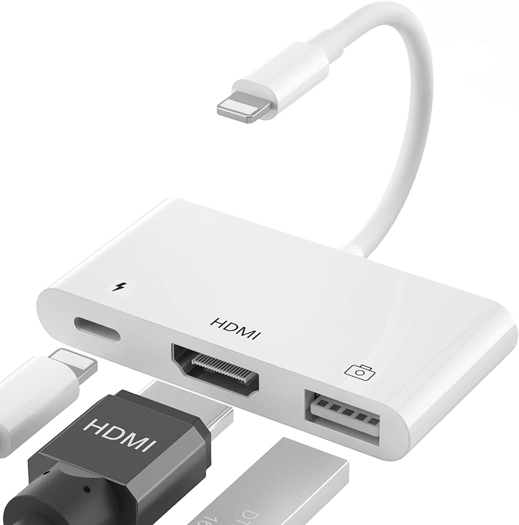 Adaptador OTG 3 en 1 USB hembra con adaptador HDMI AV digital 1080P +  divisor de