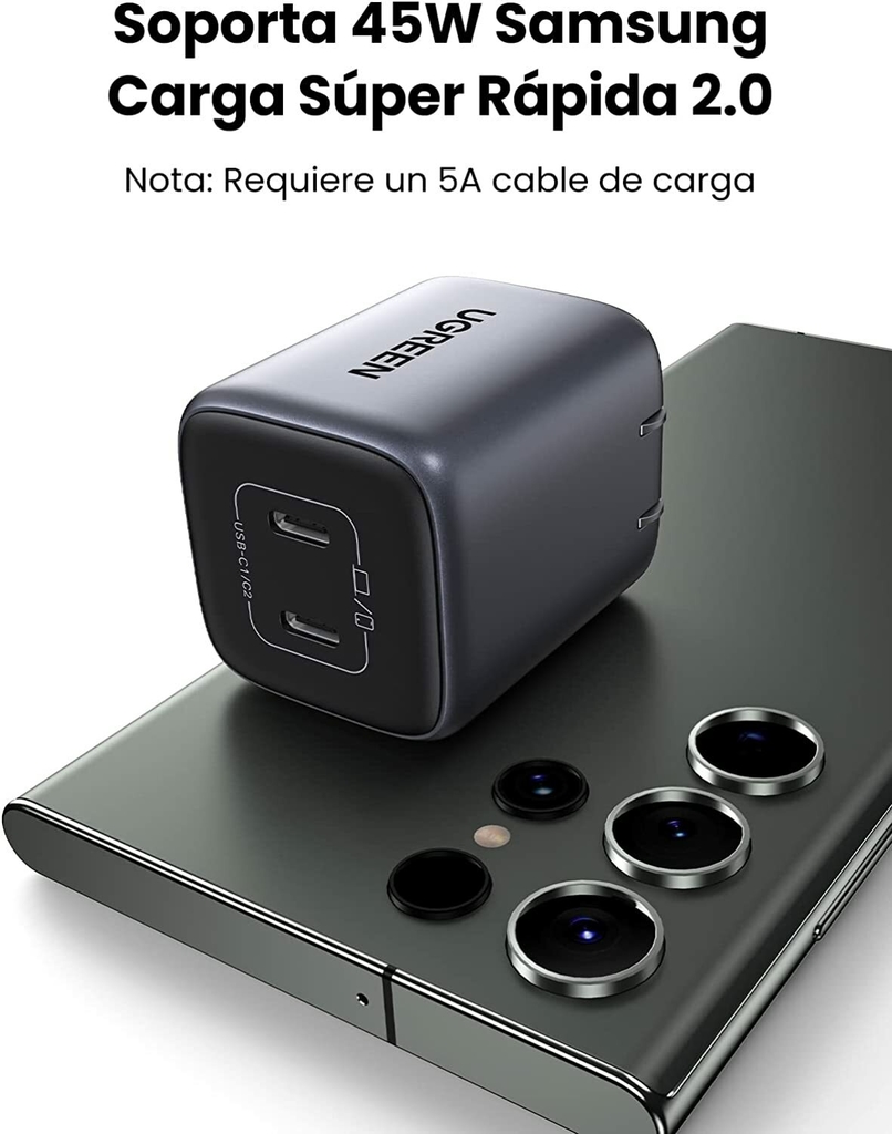 UGREEN 20W Cargador USB C Portátil Carga Rápida Compatible con iPhone