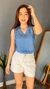 Regata feminina jeans com botões no decote - comprar online
