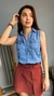 Regata feminina jeans gola camisaria - comprar online