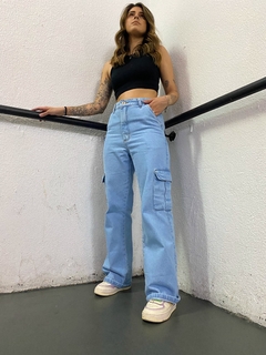 Calça Wide Leg Cargo Jeans - comprar online