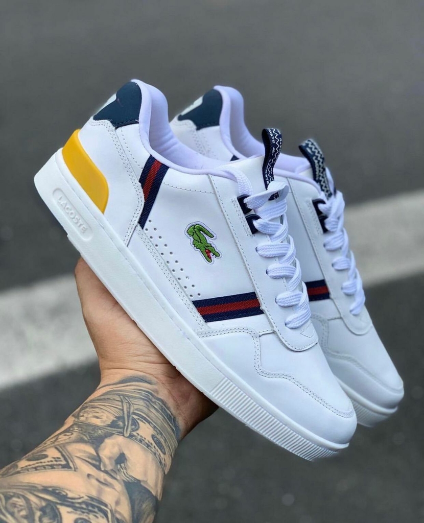 T nis Lacoste T Clip Branco e Amarelo MK Store BR