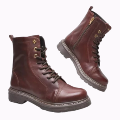 BOTA COTURNO COURO MARROM PINH O FEMININA ORIGINAL CRAVO E CANELA