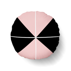 Capa De Almofada Redonda 40cm - geométrica rosa e preto