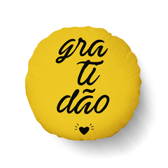 Capa De Almofada Redonda 40cm - Gratidão Amarelo