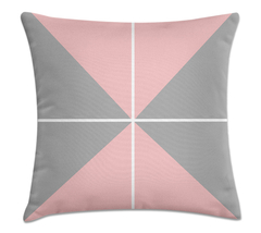 Capa De Almofada Decorativa 45x45 - geométrica cinza e rosa