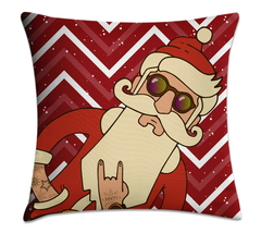 Capa de Almofada Natal 45x45 - Papai Noel Hipster