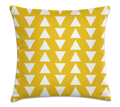 Capa De Almofada Geométrica 45x45 - Triângulos amarelo e branco