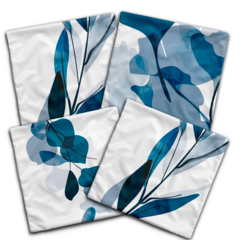 Kit 4 Capas De Almofadas 45x45 - Floral Azul - comprar online