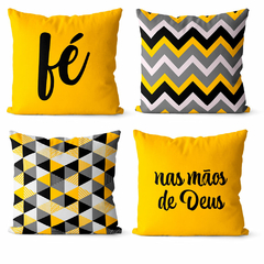 Kit 4 Capas de Almofadas Decorativas 45x45 - Geométrica Fé