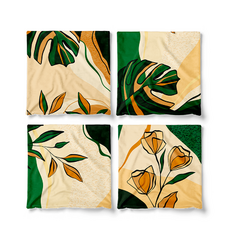 Imagem do Kit 4 Capas De Almofadas 45x45 - Floral Verde