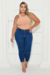 Calça Capri Jeans Plus Size Com Abertura - Escura