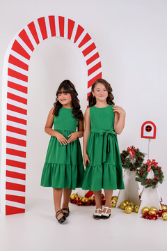 Vestido midi Festas c/ amarração Verde - loja online